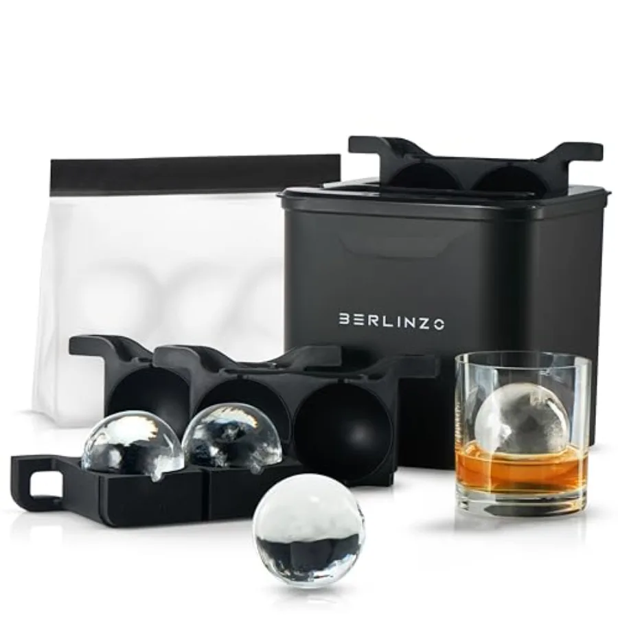 

Premium Clear Ice Ball Maker Mold for Whiskey Cocktails Bourbon - 4 Large 2.4 Crystal Clear Ice Balls in Transparent Material w