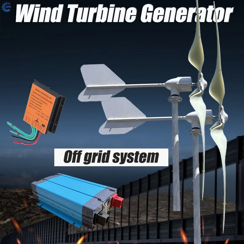 20000W Wind Turbine Generator Kit 3 Aerodynamic Fiberglass Blades Coreless Magnet, Low Starting Speed, Maximum Speed Protection