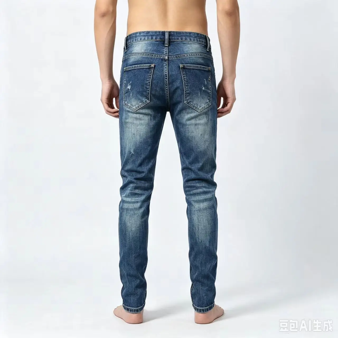Retro Blue Y2K Men's Jeans High-Quality Embroidered Scratched Painted Washed Nostalgic Fashion Designer Blue Jeans for Men