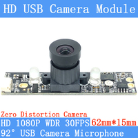 Industrial Surveillance Webcam 92° Zero Distortion 2MP Full HD 1080P OTG UVC Linux 30FPS USB Camera Module With Microphone
