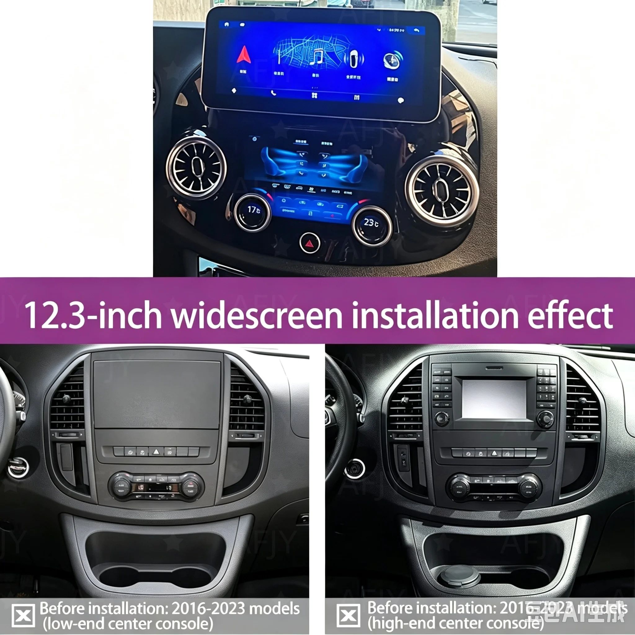 For Mercedes Benz Vito 2016 2017 2018 -2023 Android Screen Multimedia Player Wireless CarPlay Android Auto GPS Navigation RTS