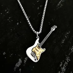 Rock Music Guitar Necklace Men Women Punk Hip Hop Pendant Fashion Personality Rider Jewelry for Boyfriend