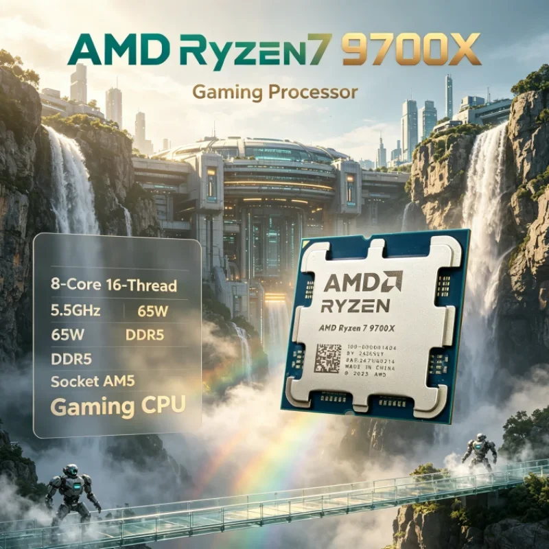 AMD Ryzen 7 9700X 8-Core 16-Thread L3=32M 3.8GHz Up to 5.5GHz 65W without fan DDR5 PCIe 5.0 4NM Socket AM5 CPU for Gaming PC