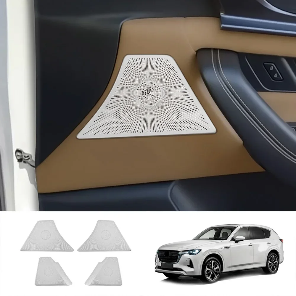 For Mazda CX60 cx 60 2022 2023 2024 Stainless Steel Four Door Audio Speaker Cover Loud Speaker Sticker Outlet Covers Trim