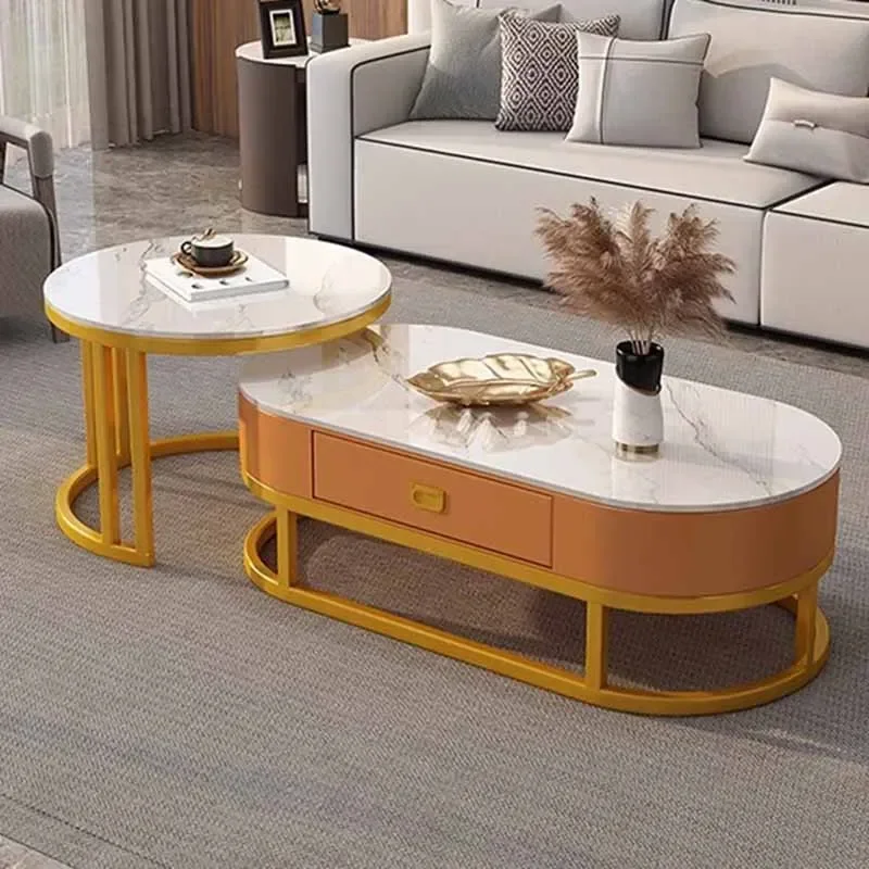 Organizer Aesthetic Coffee Tables Gold Legs Metal Authentic Ethiopion Coffee Tables Round Luxury Meubles Furniture Entrance Hall