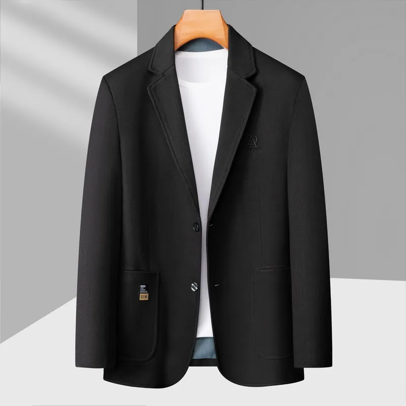 2024 High Quality Plus Fat Plus Men\'s Fashion Suit Thin Coat Spring Deluxe Sense of Fat Hipster Solid Color Autumn Casual Suit