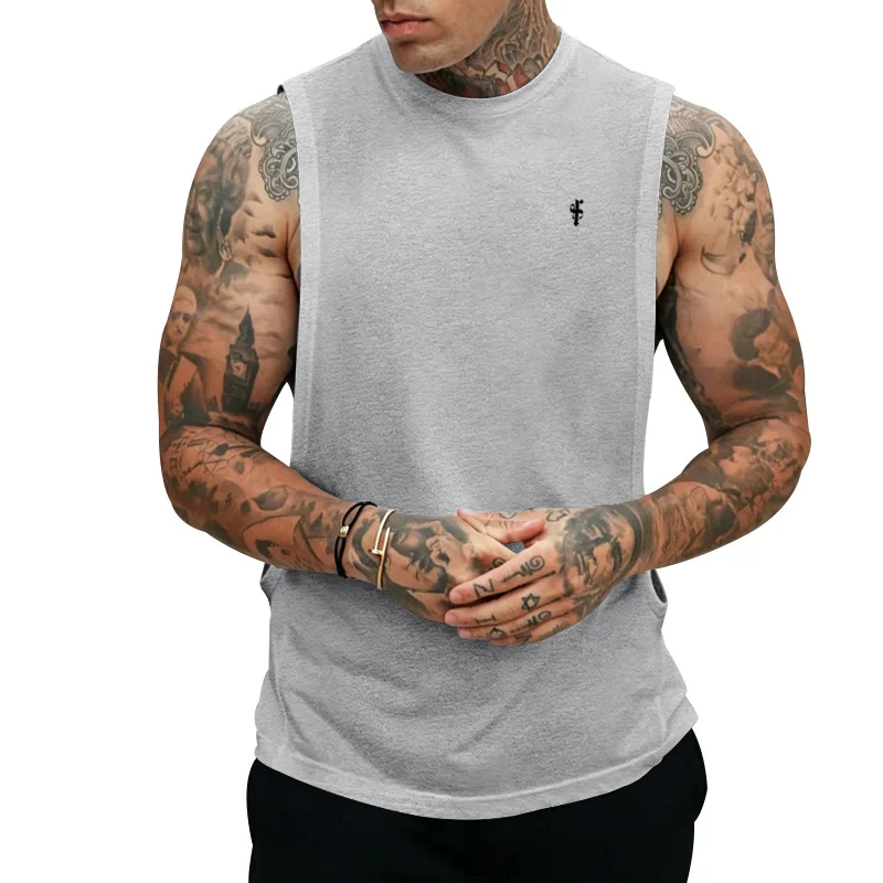 New Summer Loose Vest Men's GYM Music Note Print Bodybuilding Fitness Sleeveless Men