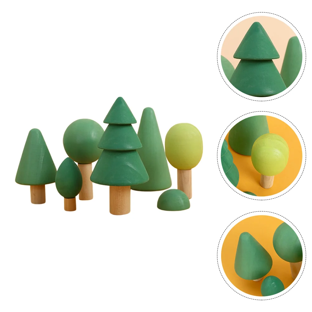 Forest Building Blocks Toy Tree Kids Children Wooden Puzzle Puzzles Stacking Game Miniature