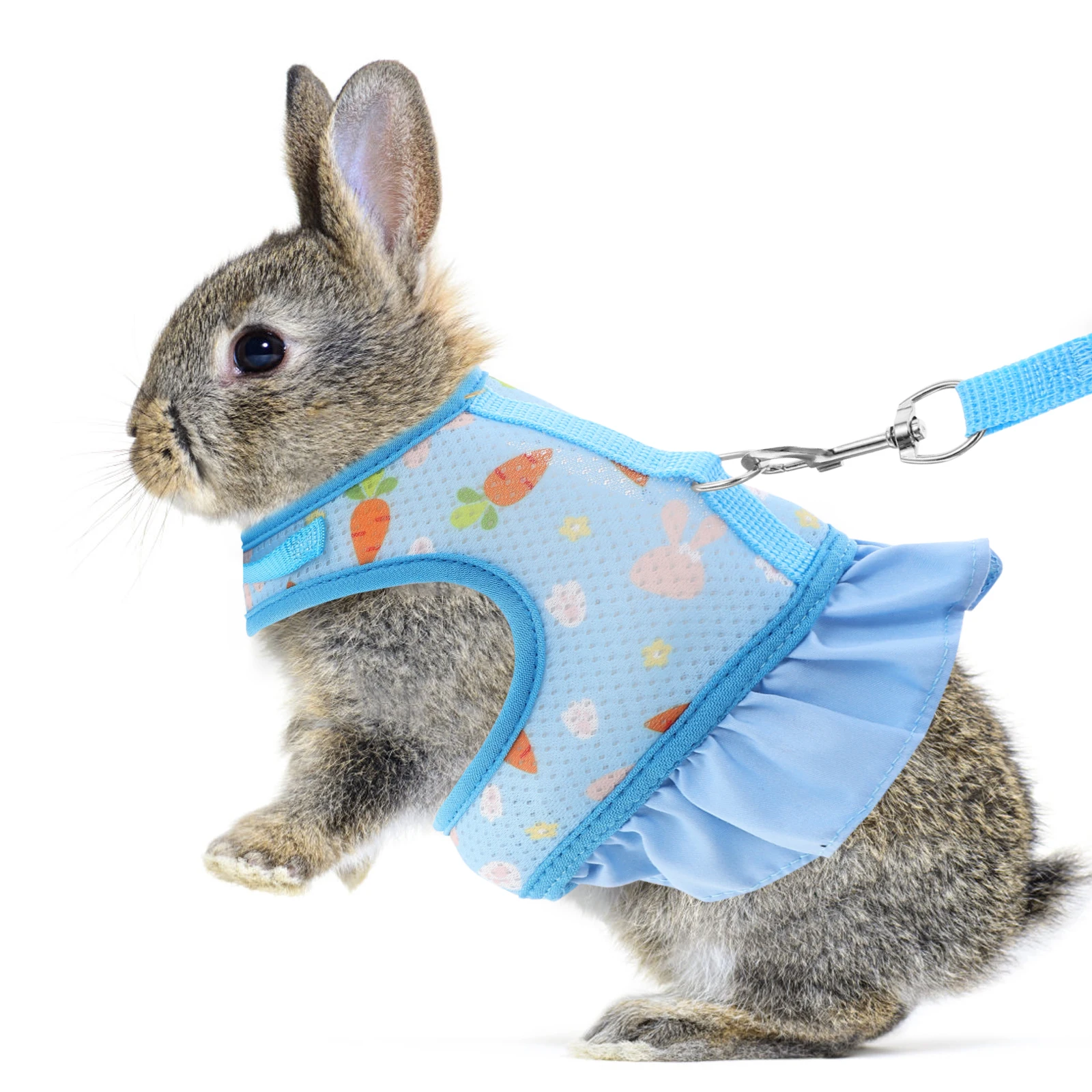 

Rabbit Harness Small Animals Leash Adjustable Polyester Bunny Ferret Pink Practical Pet Vest Leash Walking Rope