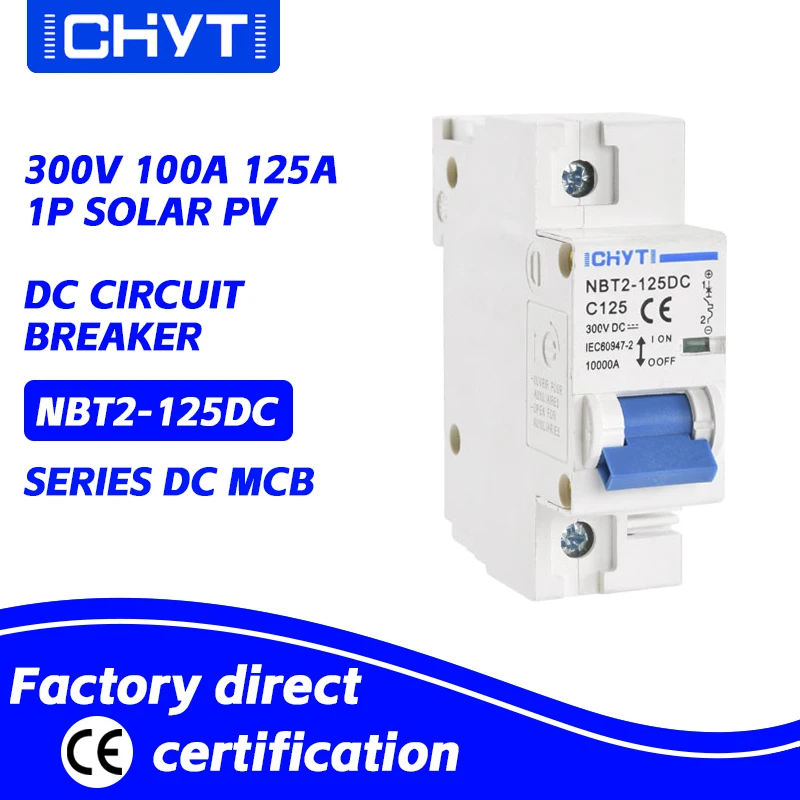 XIONGISOLAR NBT2-125DC 2P PV Din Rail DC 600V 125A 10kA C Curve Solar Switch Mini Circuit Breaker MCB