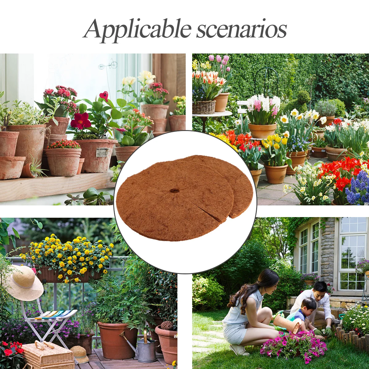 

2pcs 45X45Cm Coconut Fiber Mat Natural Wear-Resistant Flowerpot Liner For Plants Air-Permeable Hydrophobic Root Protection Ring