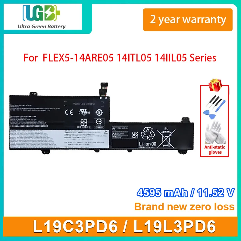 

UGB New L19C3PD6 L19L3PD6 Laptop Battery For Lenovo IdeaPad Flex 5 14 FLEX5-14ARE05 14ITL05 14IIL05 14ALC05 15ALC05 L19D3PD6