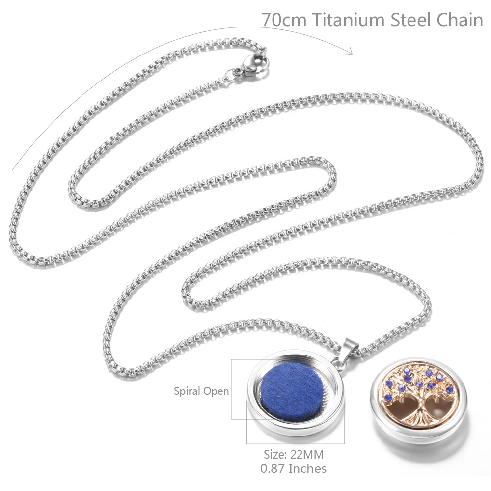 Trendy Spiral Open Aromatherapy Pendant Golden Zircon Tree Of Life Pattern Essential Oil Diffuser Women Lockets Necklace Jewelry