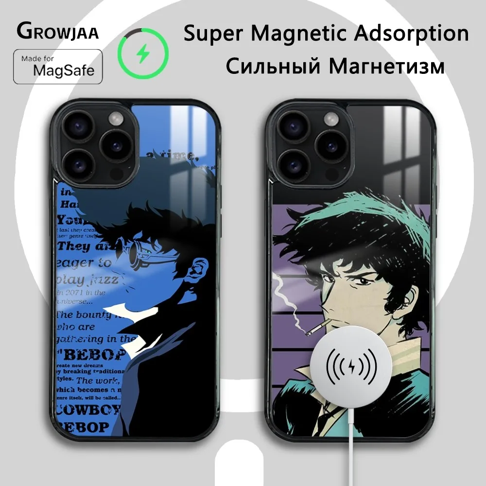 Anime C-Cowboy B-Bebop Phone Case For iPhone 16 15 14 13 12 11 Pro Max Plus Mini Magsafe Mirror Wireless Magnetic Cover