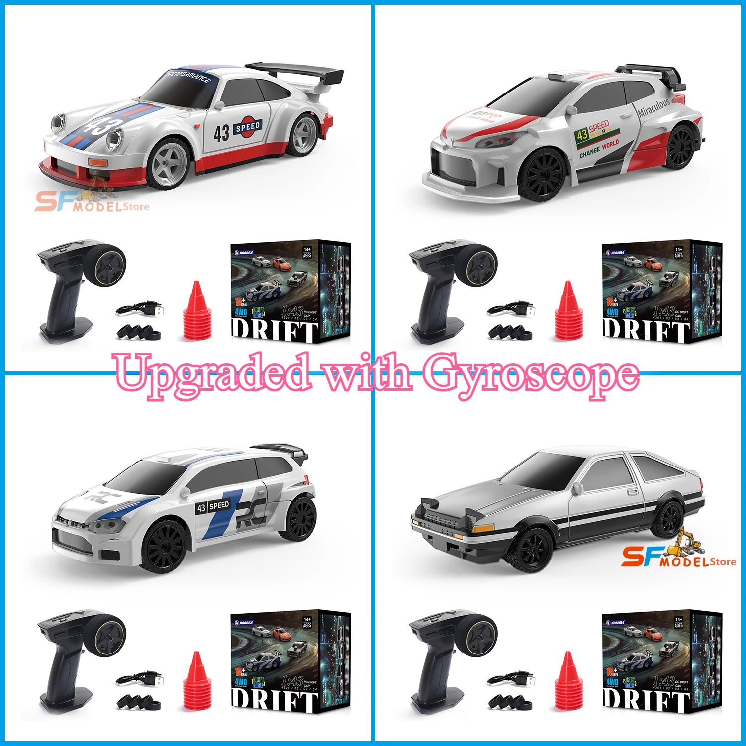 

RC Drift Car Upgrade Гироскоп 1/43 4WD RC Drift Racing Car 2.4G Радио Дистанционное Управление Высокоскоростной Гоночный Автомобиль Модель Мальчик Игрушка Подарок