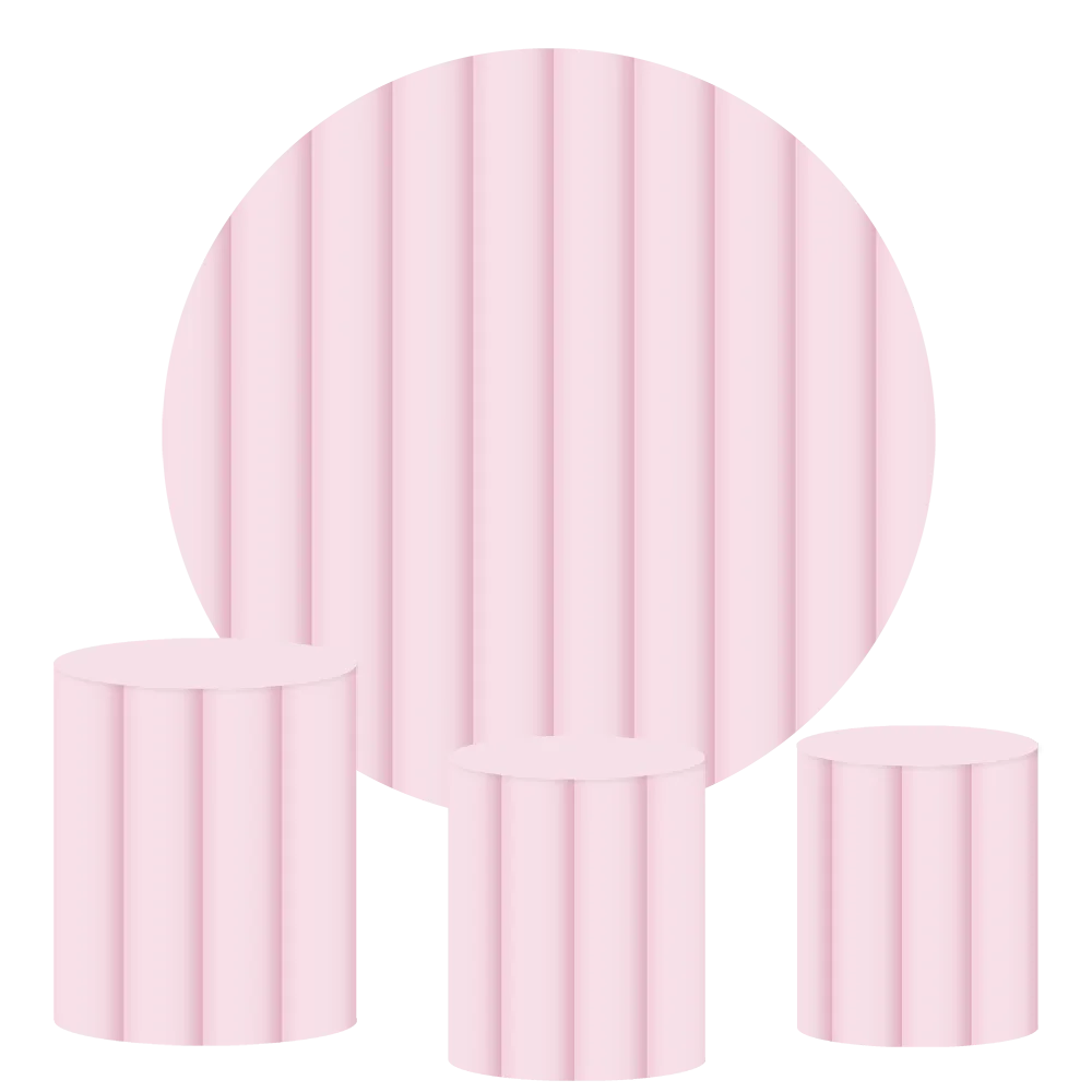 Pure Pink Screen Wedding  Party Round Circle Backdrop Customized  Girl\'s Birthday Party Background Event Decor Cylinder Cover