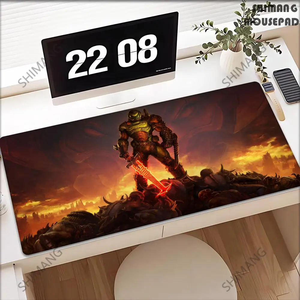 Hot Game D-DOOM E-Eternal Mousepad Gaming Accessories Large MouseMat Gamer XXL Carpet PC Cabinet Tablepad 900x400MM Mausemat Rug view 3