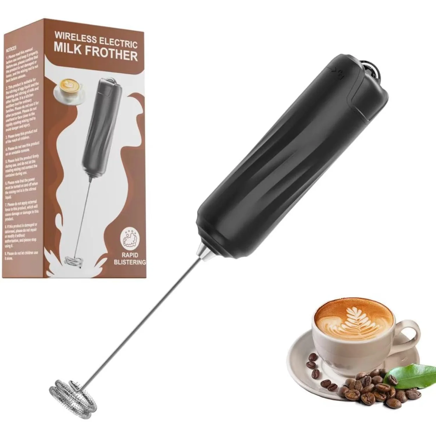 Milk Frother Wand Drink Mixer - , Proprietary  Frother  Whisk, Milk Foamer, Mini Blender and  Mixer Coffee Frother for Matcha (b