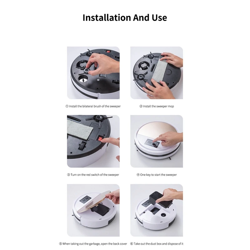 Aspirador sem fio Robô, Varrer e esfregar, Limpeza Doméstica, Vassoura do tapete do assoalho, Coletor de poeira