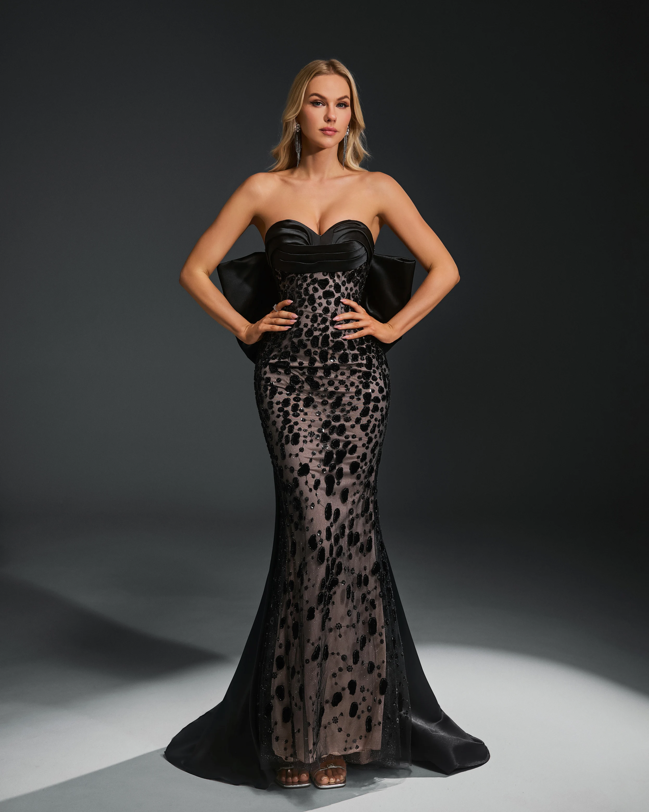 شاليمار تشانغ العباءات السوداء أزياء السيدات بلينغ بلينغ حورية البحر فستان سهرة مثير حسب الطلب