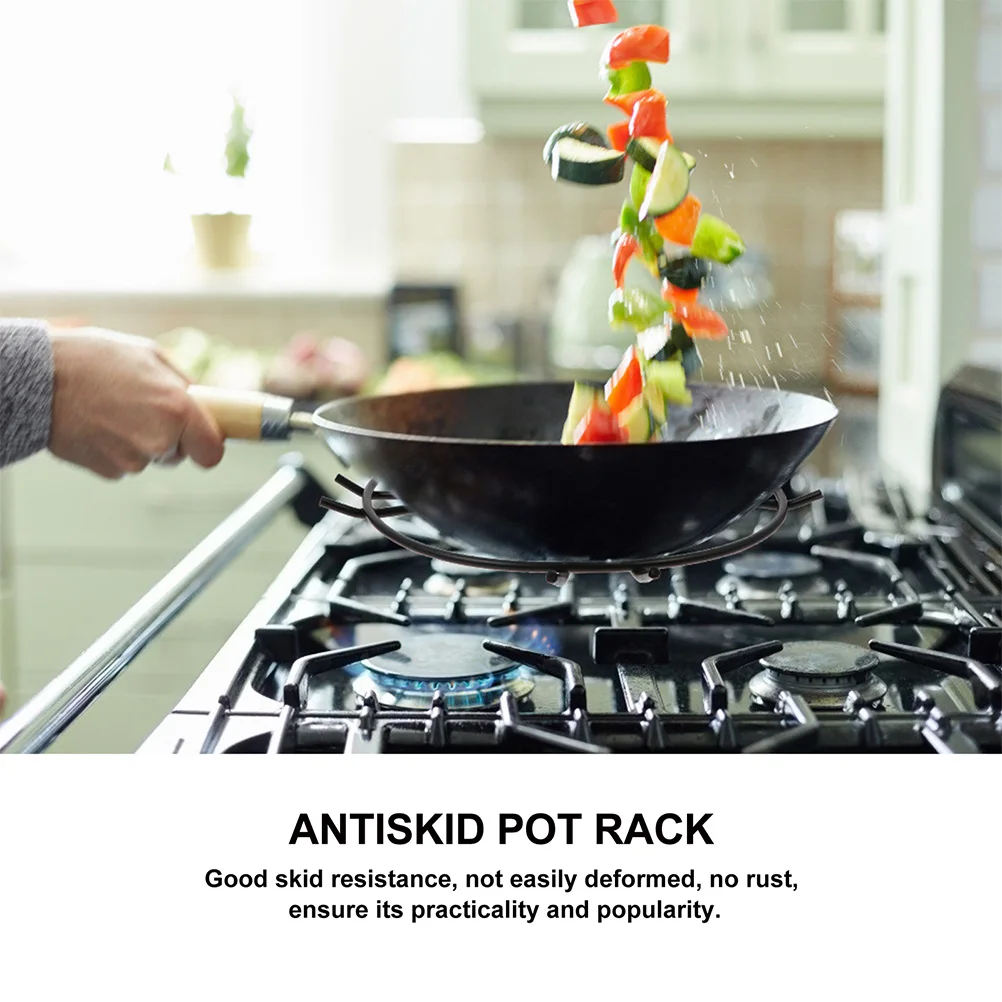

4pcs Gas Stove Pot Rack Wok Ring Iron Non Rust Circular Design Secure Hold Prevent Spills Compatible Gas Stove Tops