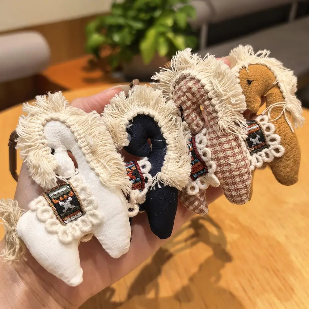 2026 السنة الجديدة الحصان السنة الكتان القطن مفتاح سلسلة الحصان المفاتيح صغيرة المهر حقيبة قلادة لطيف السحر مكافحة خسر الأزياء DIY هدية #3