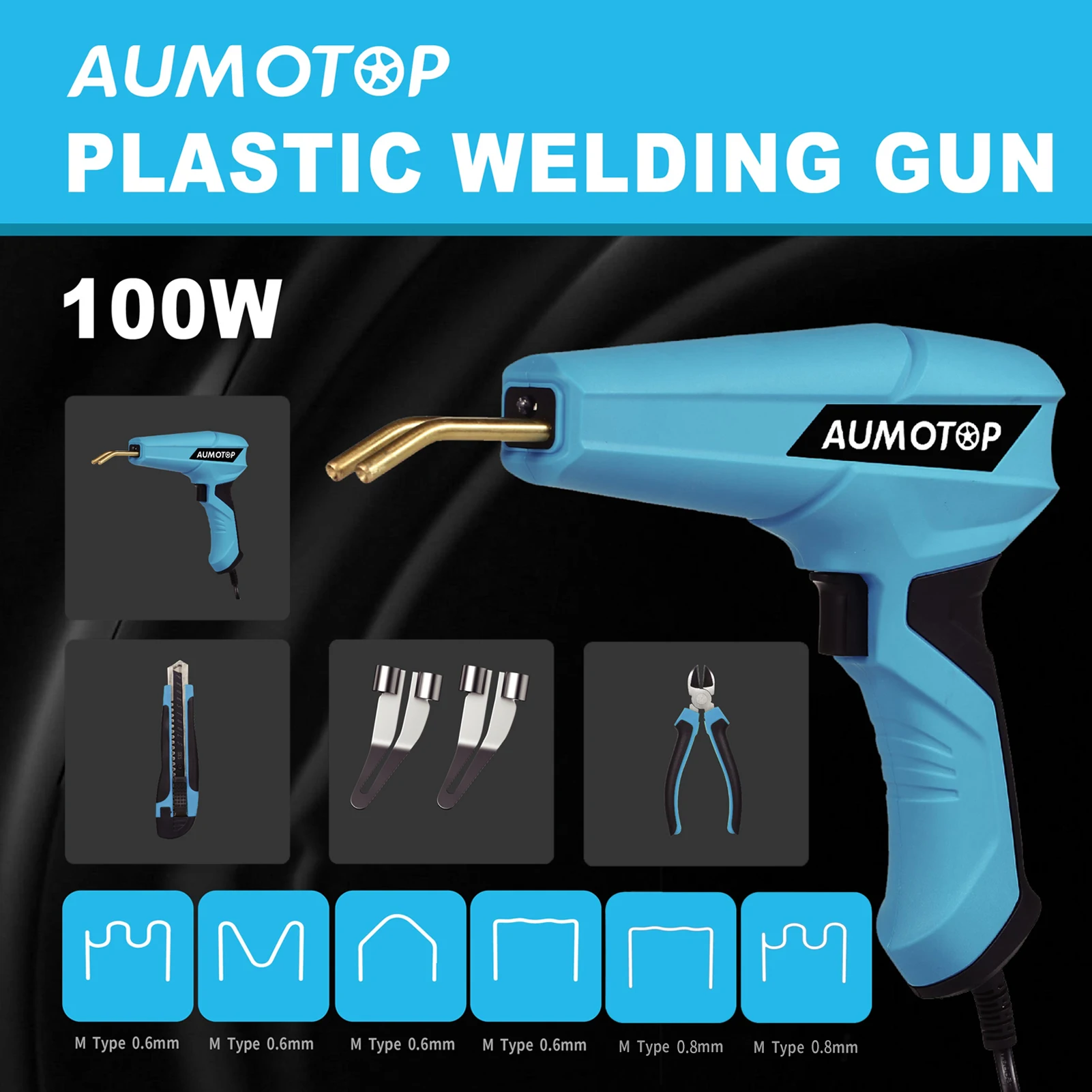 

100W Plastic Welder,Hot Stapler Machine Car Bumper Repair Kit with Pliers, Knife, 800pcsfor Bumper/Kayak/Plastic Products Repair