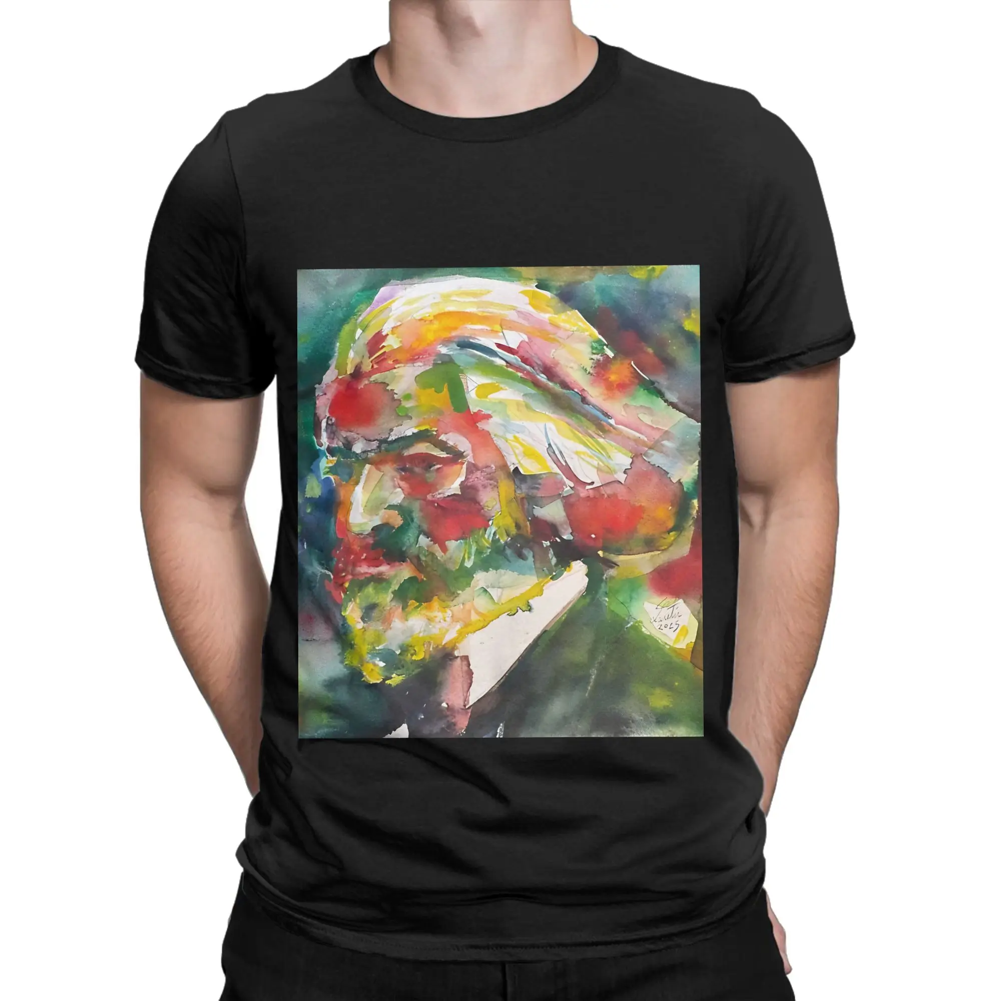 FREDERICK DOUGLASS watercolor portrait poster Novelty Graphic 100% Cotton T-Shirt Frederick Douglass Tees Tops For Men
