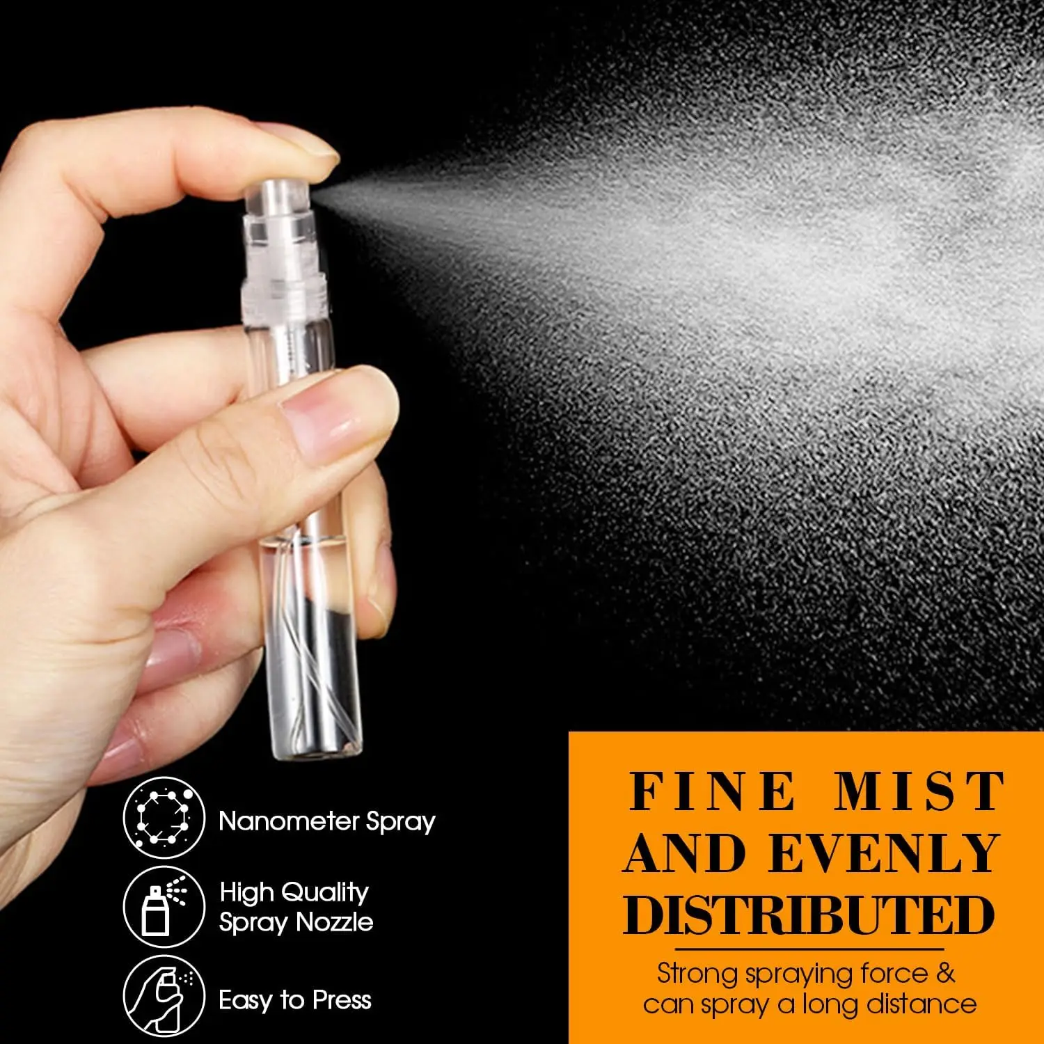 200 Stück 2/3/5ml Mini-Sprühflaschen, tragbare Kunststoff-Sprühflaschen, leere, fein zerstäubende, nachfüllbare Parfümzerstäuber, Probenbehälter – Detail 2