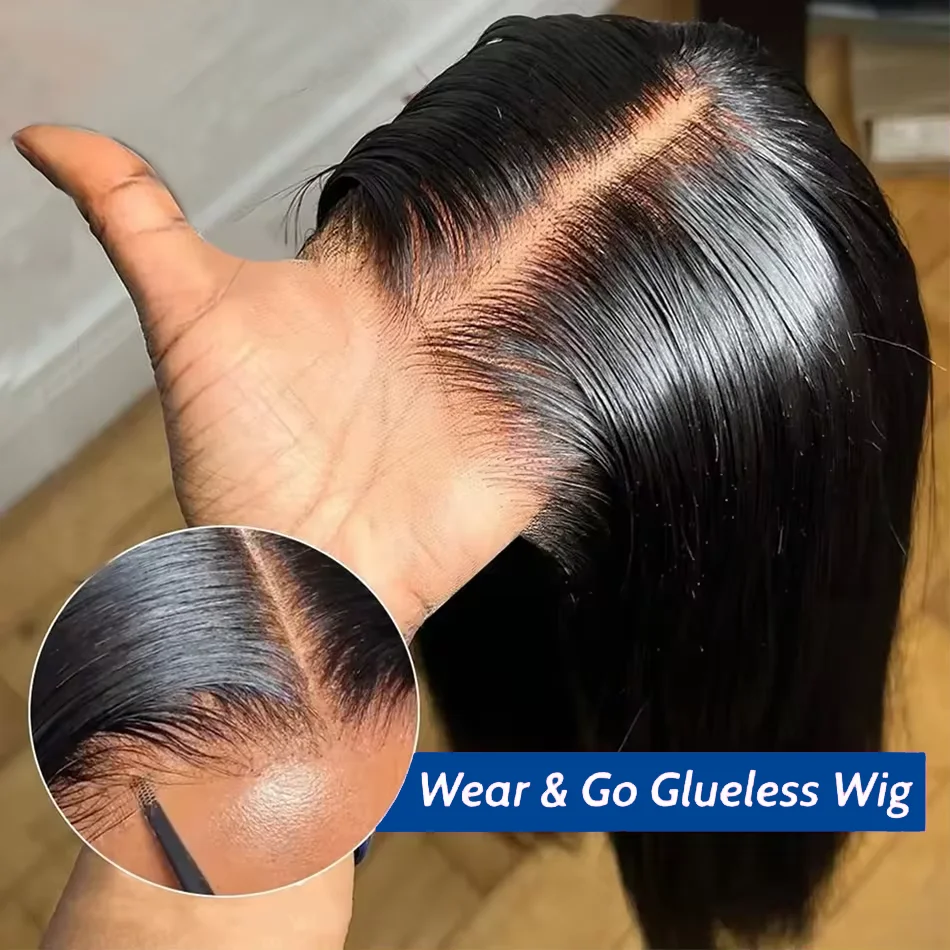 Straight 5X5 Glueless Wigs Human Hair Ready To Wear Pre-Cut Lace Wear And Go Glueless Wig HD Lace Front Human Hair Wig For Women