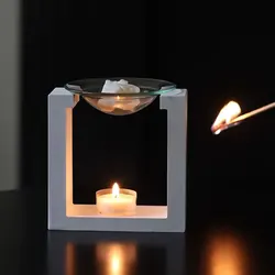 Square Essential Oil Candle Holder Silicone Mold DIY Gypsum Concrete Aroma Furnace Wax Melting Furnace Diffuser Bracket Mould