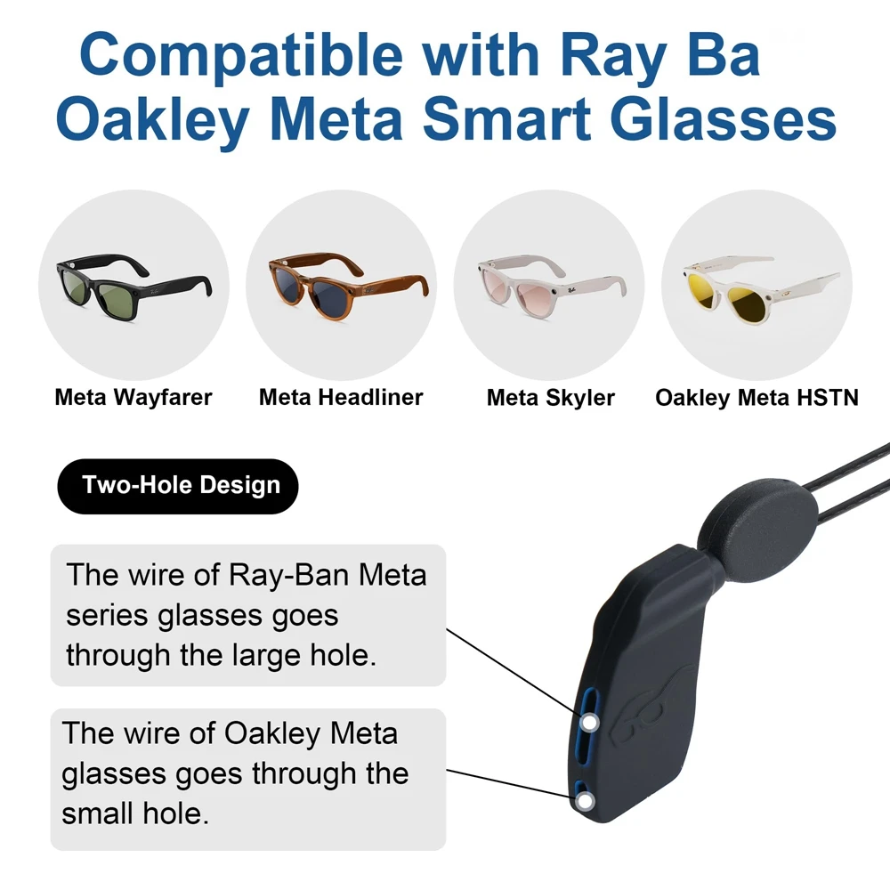 1/3Pcs Adjustable Anti-drop Lanyard for Ray-Ban Meta Wayfarer/Skyler/Headliner Smart Glasses Multiple Scene Straps Accessories