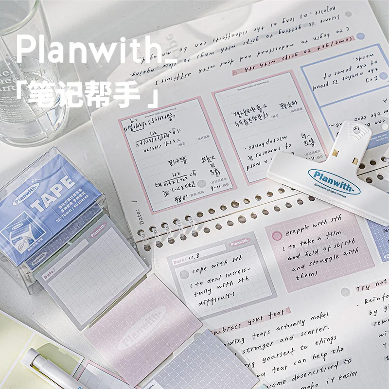 RosyPosy TAPE Note Sticker Dual-purpose Note-taking Small Helper Pull Type Reel Memo Book Office Accessories Sticky Notes