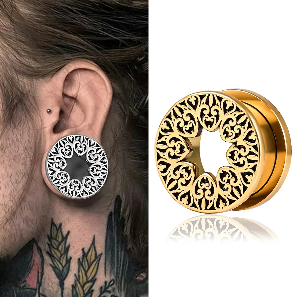 

Doearko 2PCS Classy Ear Plugs Tunnels Stretcher Hollow Stainless Steel Gauges Expander 6mm-25mm Body Piercing Fashion Jewelry