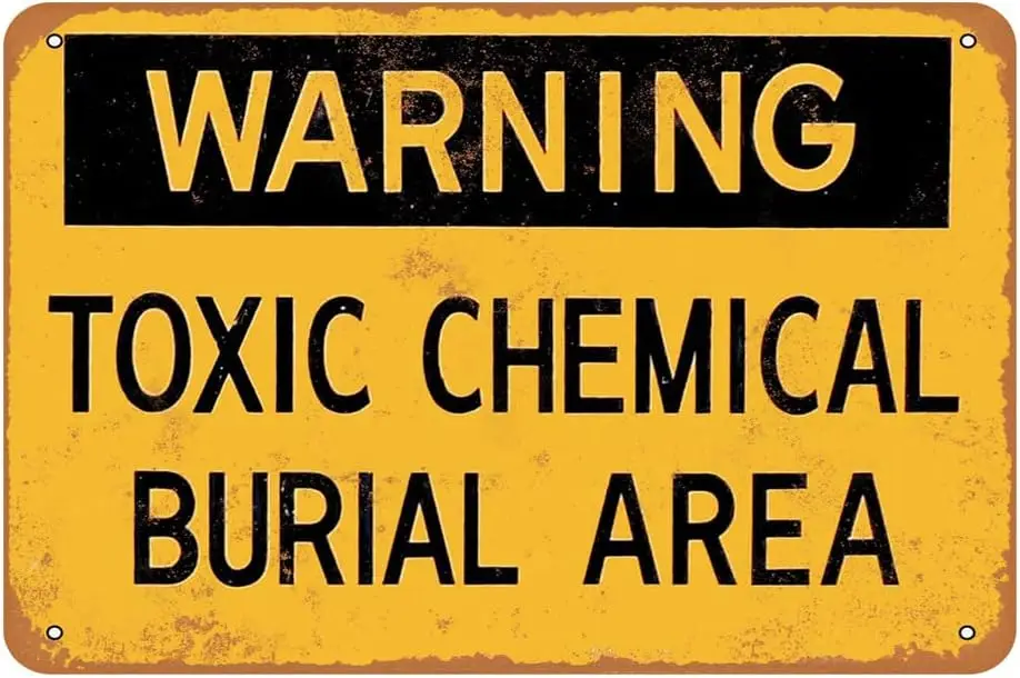 Warning Toxic Chemical Burial Area Sign Metal Tin Signs, Warning Poster for Home Office Restaurants Cafes Bars Pub Man Cave Wall