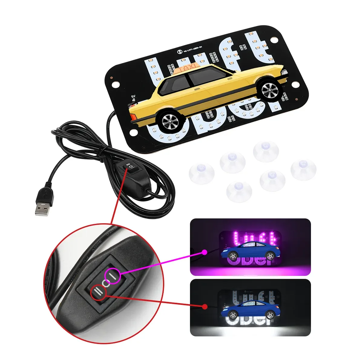 1PCS Car LED Taxi TAXI USB Indicator Light UB-ER TYPE-C Car Light License Plate Light 5-6V