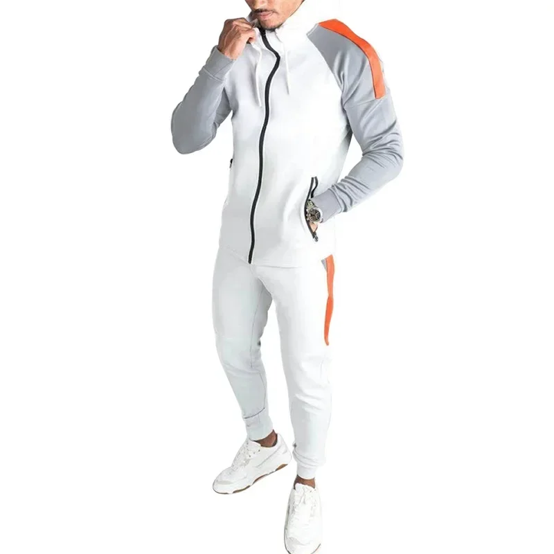 New Men\'s Sets Spring Autumn Zipper Hoodie and Pants 2 Pieces Casual Tracksuit Male Brand Running Jogging Sportswear Suit 2024