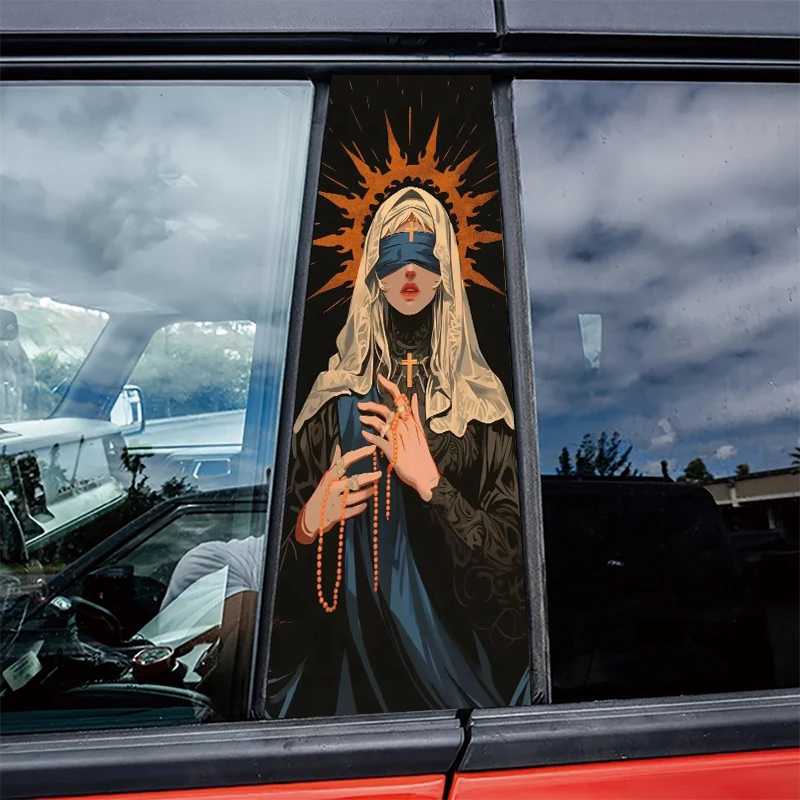 

2 pieces of automotive B-pillar stickers Blind Nun Protective film, PVC material film