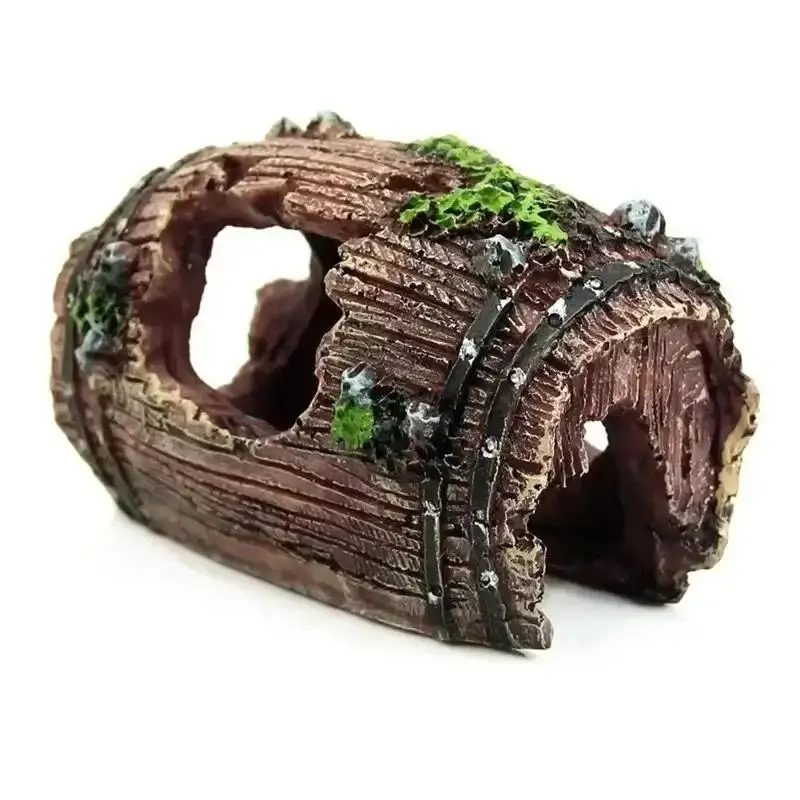 1 pçs aquário tanque de peixes barril resina quebrado balde velho com musgo decoração ornamento caverna paisagismo acessórios do tanque de peixes
