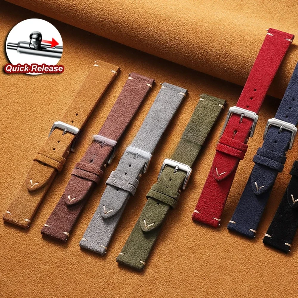 

Ремешок для часов из телячьей кожи, браслет 14 мм, 16 мм, 18 мм, 19 мм, 21 мм, 20 мм, 22 мм, быстросъемный мягкий замшевый ремешок, браслеты, женские и мужские аксессуары
