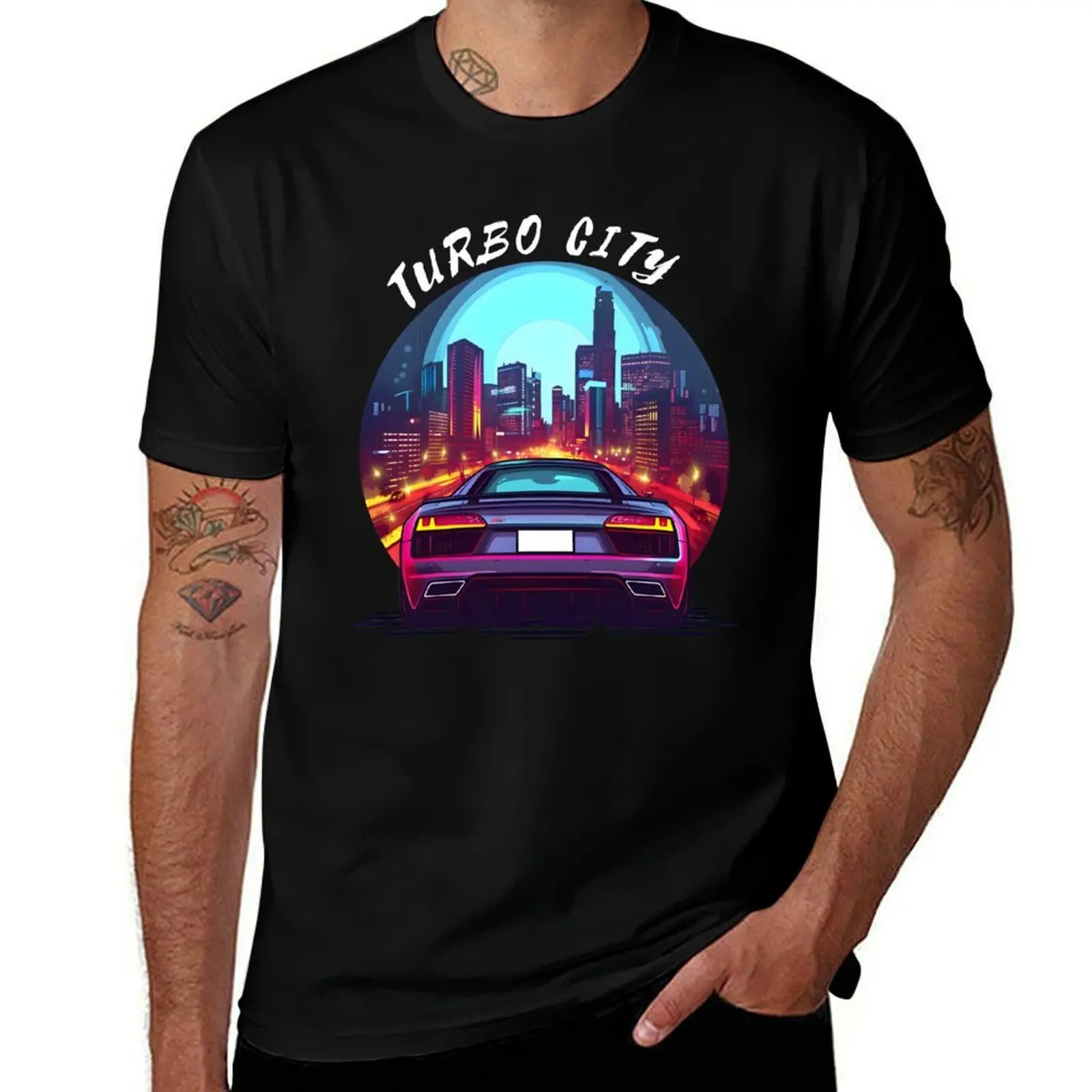 

Sportscar Turbo City Tee Cool Supercar City Circle Design T-Shirt korean fashion topping cotton t shirt men