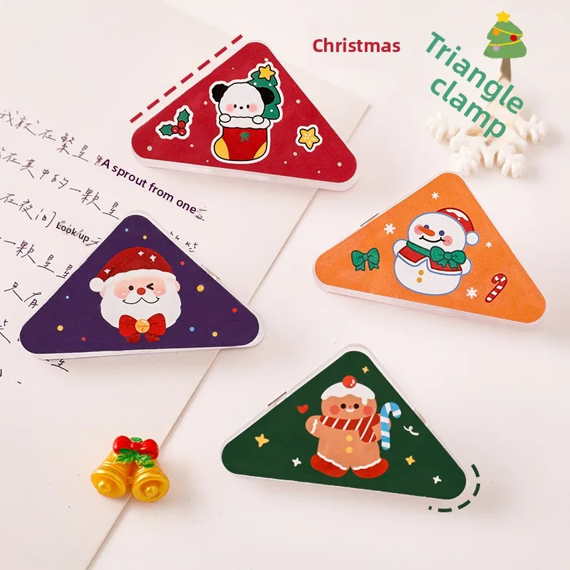 Christmas Creative Triangle Clip Student Christmas Atmosphere Decoration Small Clip Cute Test Paper Folder Stationery Gifts