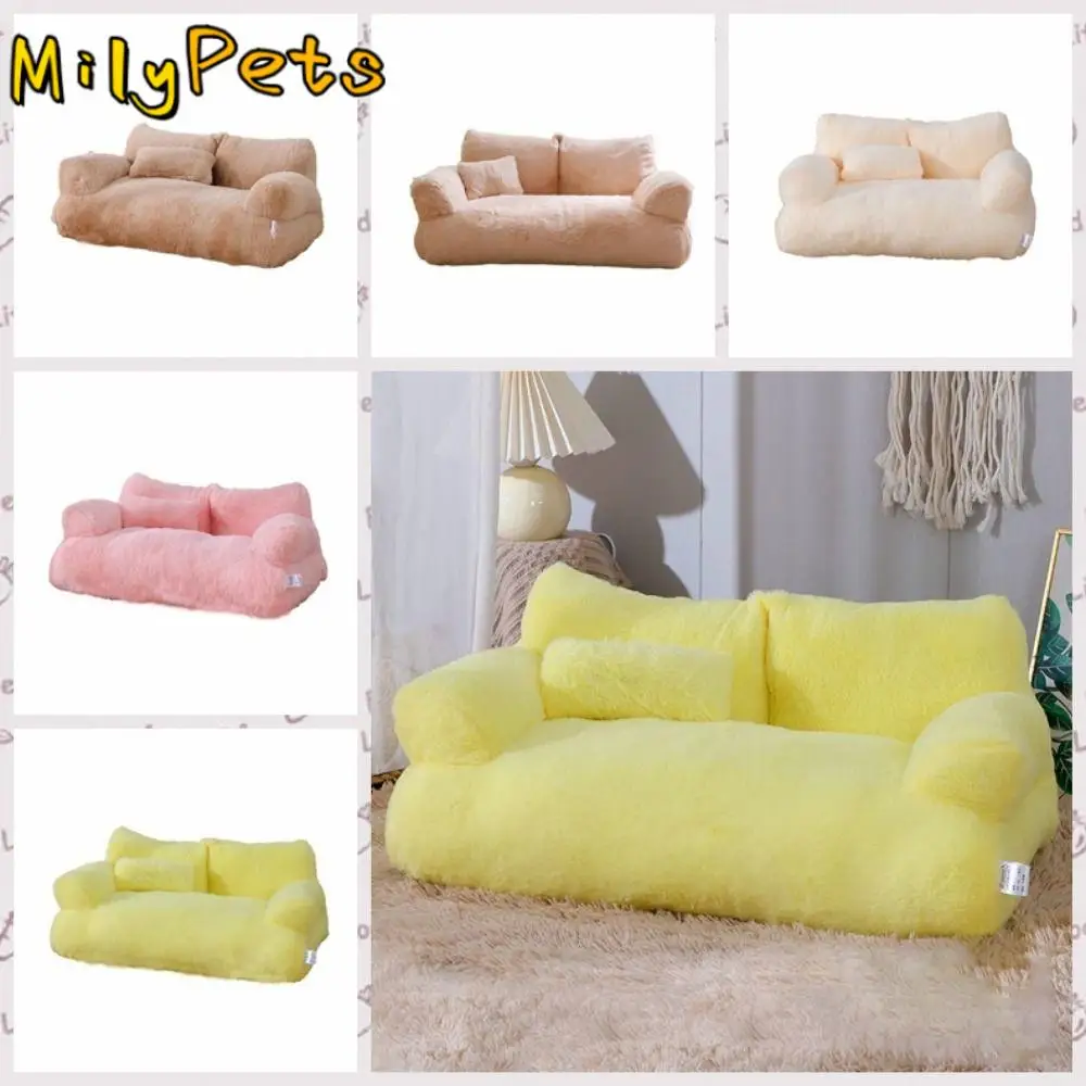

Plush Soft Cat Bed Sofa Comfortable Washable Winter Warm Cat Nest Non-slip Detachable Kitten Puppy Sleeping House Spring