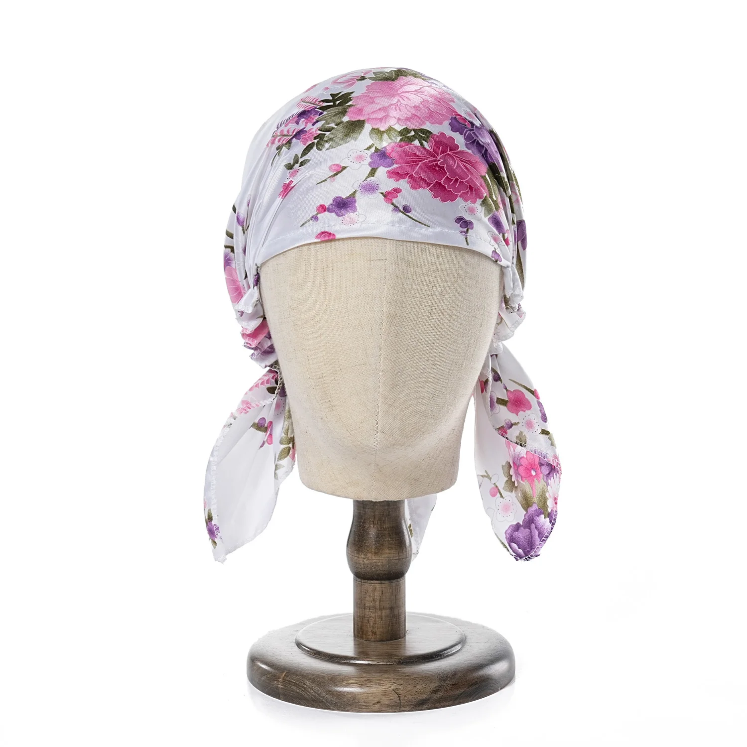 Neue Frauen Luxus Satin Schlafmützen Nachtschlaf kappen Damen Headwrap gedruckt Stretch Beanie Cap Haarpflege Kopf bedeckung – Detail 7