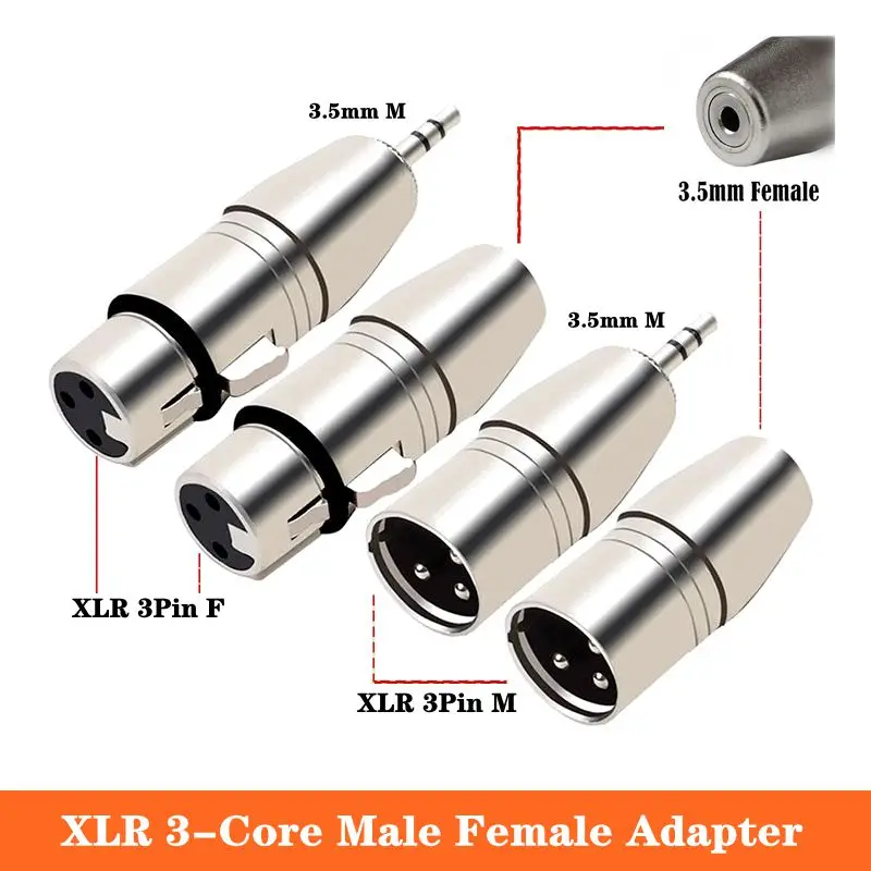 Mixing Console Camera Microphone Headphone 3.5mm Male Female To Large Three Core Balanced XLR Male Female Audio Adapter