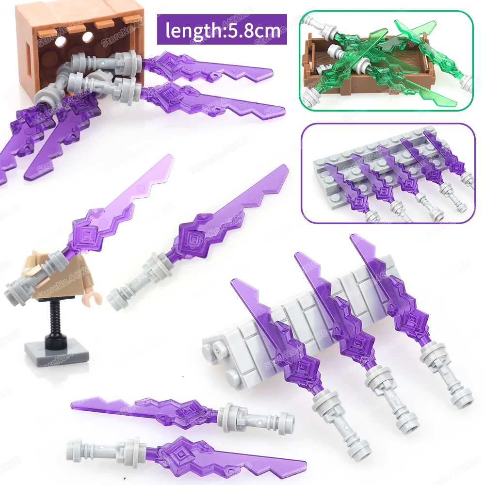 Warrior Purple Light Weapons Serrated Sword Building Block Moc Assemble War Figures Grandmaster Equipment Model Child Gifts Toys