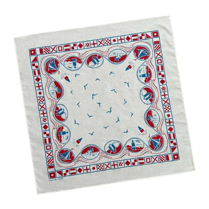 652F Bufanda algodón multiusos Bandana estilo vintage Ropa diaria transpirable suave