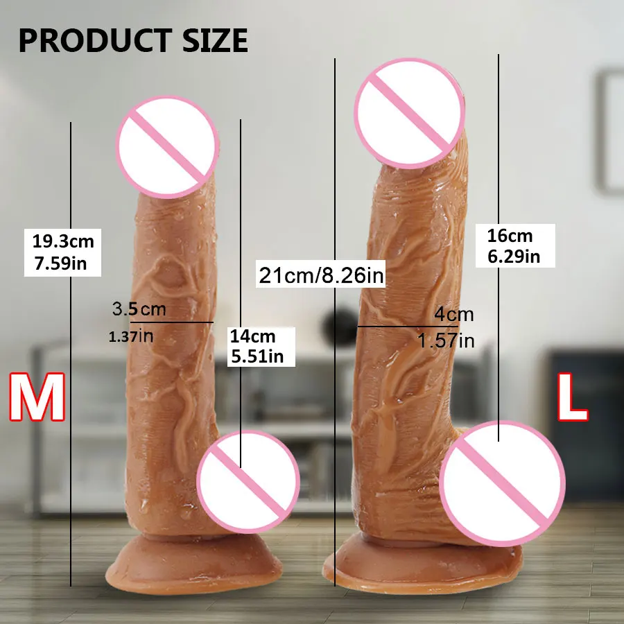 Dildo Realistic Skin Feeling para Mulheres, Pênis Enorme Suave, Ventosa, Masturbar Feminino, Lésbicas, Brinquedos Sexuais Anais, Adultos 18 +