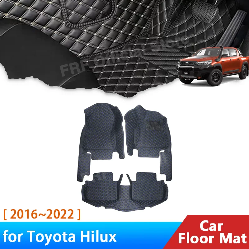 

for Toyota Hilux 2016 2017 2018 2019 5seat Accessories Floor Mats Leather Pads Foot Cover Carpets Tapetes Waterproof Car Sticker