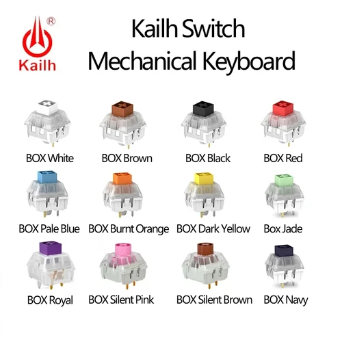 Kailh venta al por mayor caja Jade Navy Royal White interruptor DIY Teclado mecánico interruptores rojo marrón Compatible Cherry MX RGB interruptor